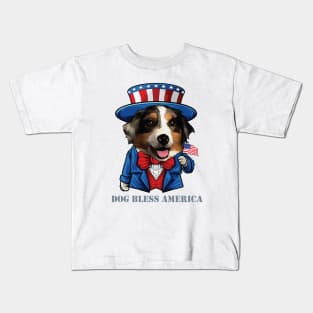 Australian Shepherd Dog Bless America Kids T-Shirt